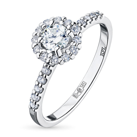 Sterling Silver Ring with 25 Round-Cut Lab-Created Diamonds - Elegant Jewelry for Women by LevarJewelz