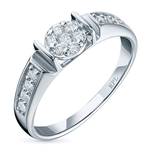 Sterling Silver Ring with 15 Round Lab-Created Diamonds – Elegant Luxury Jewelry by LevarJewelz