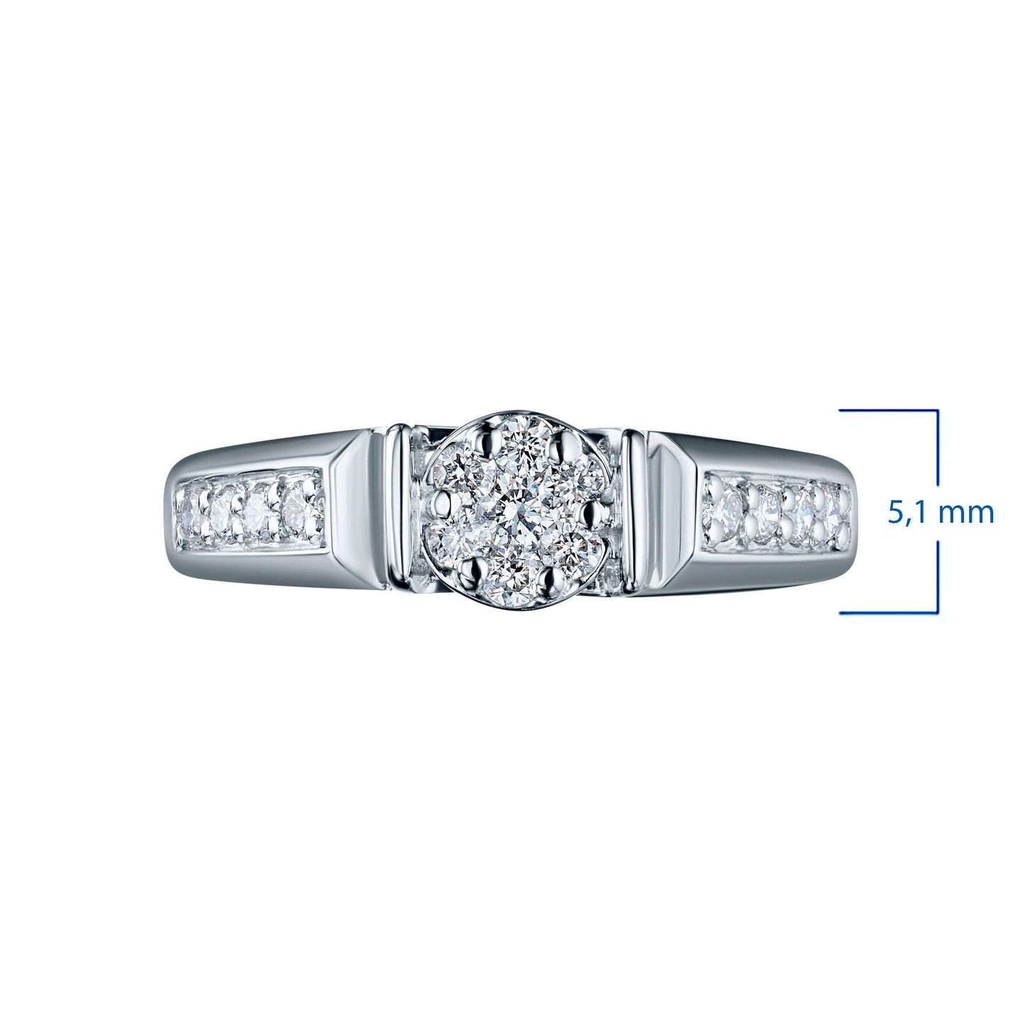 Sterling Silver Ring with 15 Round Lab-Created Diamonds – Elegant Luxury Jewelry by LevarJewelz