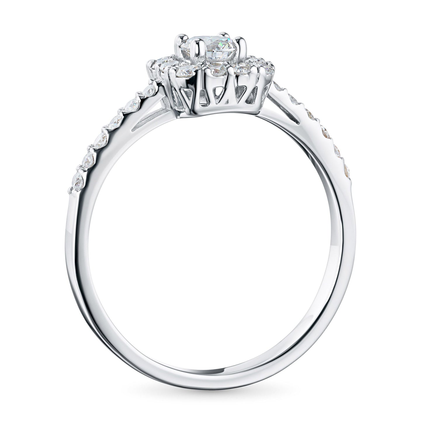 Sterling Silver Ring with 25 Round-Cut Diamonds – Elegant Luxury Jewelry for Women by LevarJewelz