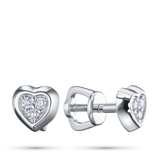 Sterling Silver Stud Earrings with 6 Round-Cut Diamonds – Luxury Jewelry by LevarJewelz