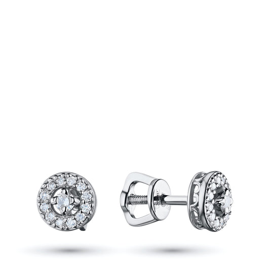 Sterling Silver Earring Studs with 26 Round-Cut Lab-Created Diamonds – Elegant Jewelry by LevarJewelz