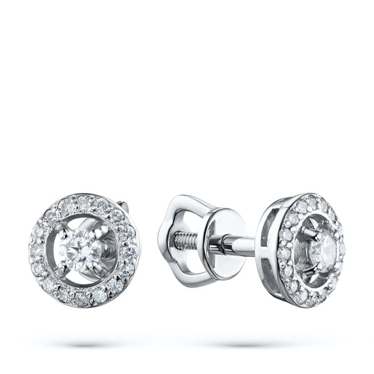 Sterling Silver Earring Studs with 34 Round-Cut Diamonds - Luxury Jewelry by LevarJewelz