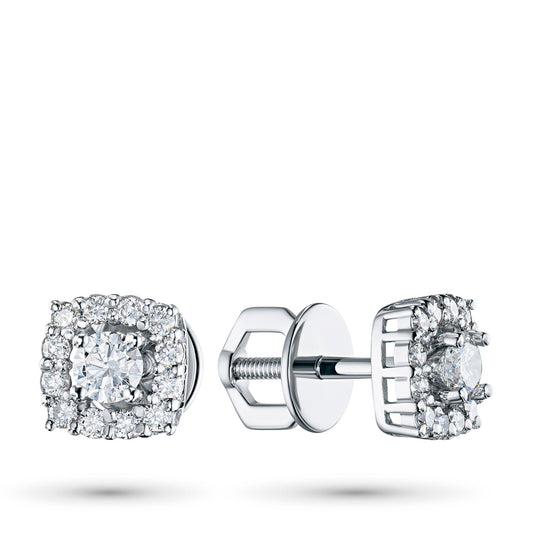 Sterling Silver Earring Studs with Round-Cut Lab-Created Diamonds - Elegant Luxury Jewelry by LevarJewelz