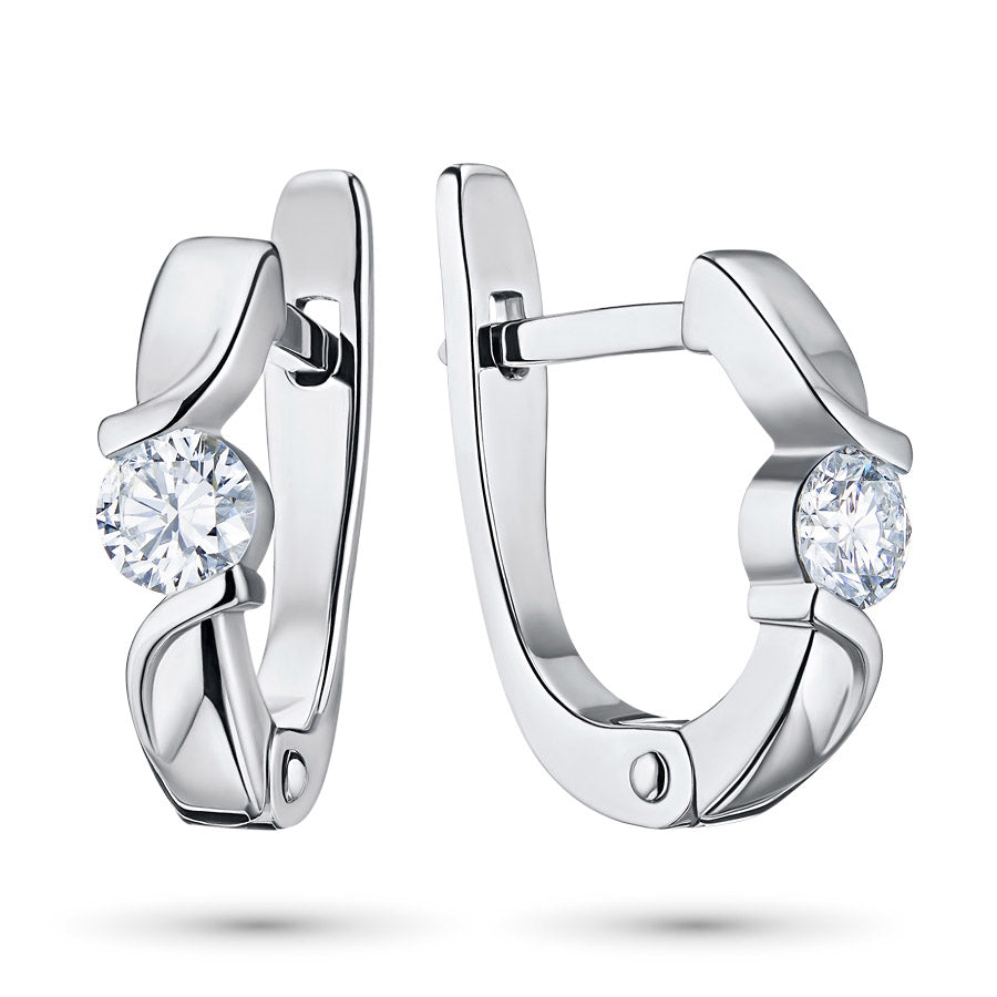 Sterling Silver Earrings with Round-Cut Diamonds – Elegant Jewelry by LevarJewelz