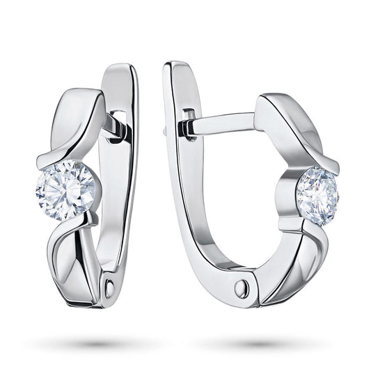 Sterling Silver Earrings with Round-Cut Diamonds – Elegant Jewelry by LevarJewelz