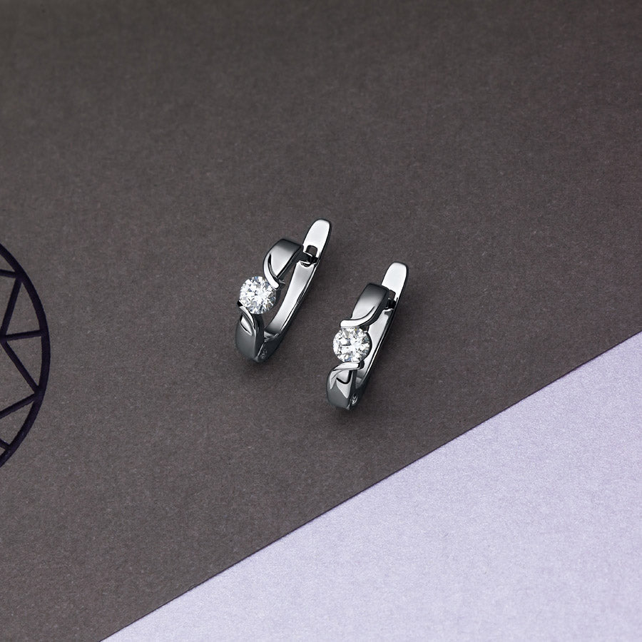 Sterling Silver Earrings with Round-Cut Diamonds – Elegant Jewelry by LevarJewelz