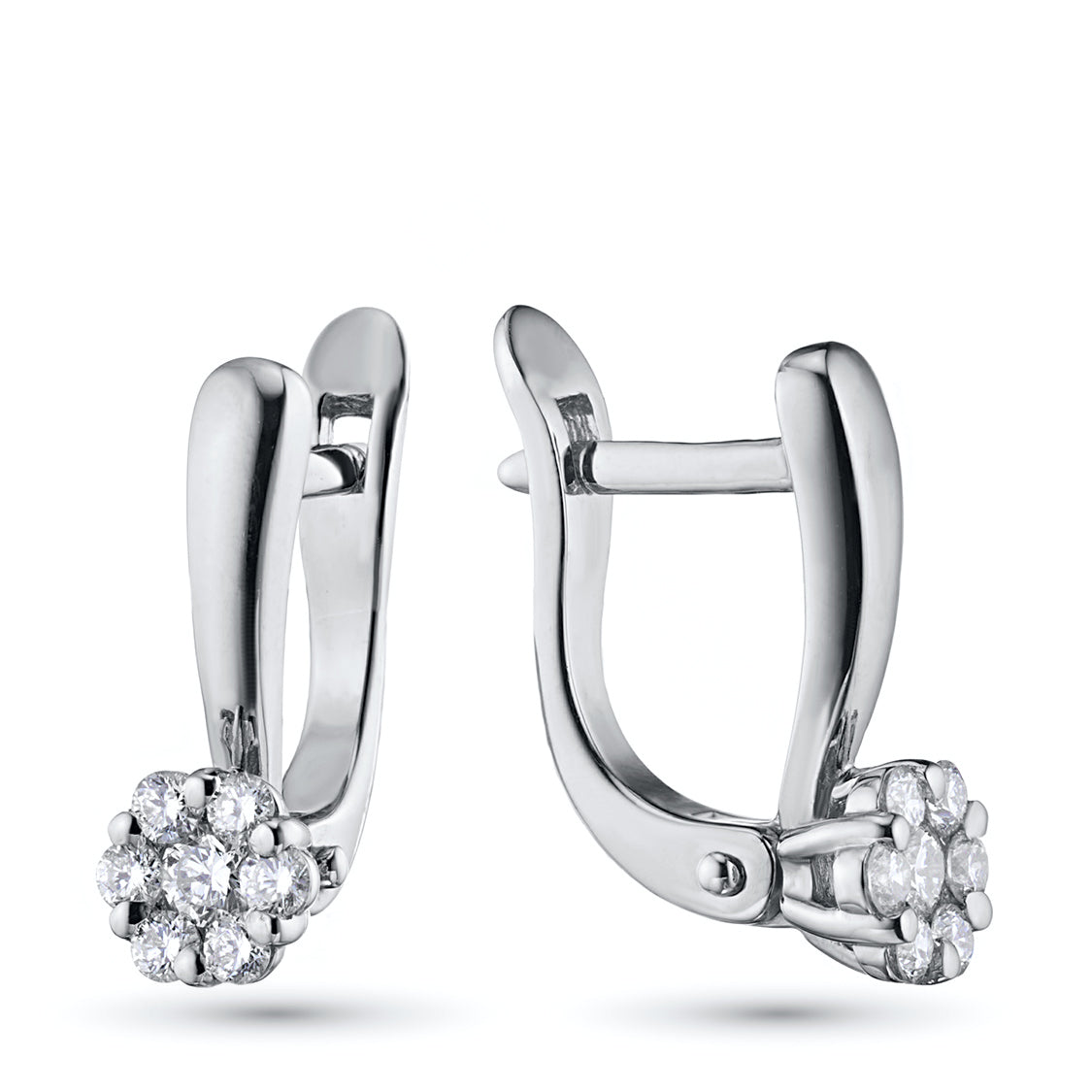Sterling Silver Earrings with 14 Round-Cut Diamonds - Luxury Jewelry for Women by LevarJewelz