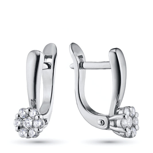 Sterling Silver Earrings with 14 Round-Cut Diamonds - Luxury Jewelry for Women by LevarJewelz