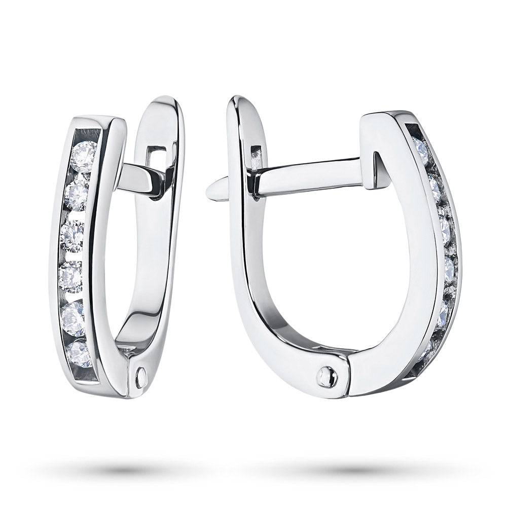 Sterling Silver Earrings with 12 Round-Cut Diamonds - Elegant Jewelry by LevarJewelz