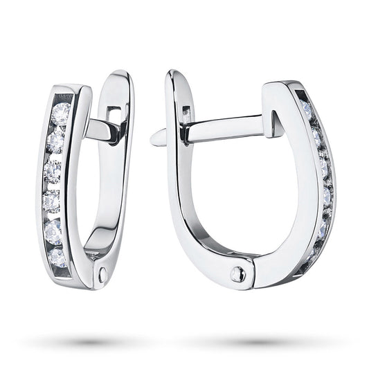 Sterling Silver Earrings with 12 Round-Cut Diamonds - Elegant Jewelry by LevarJewelz