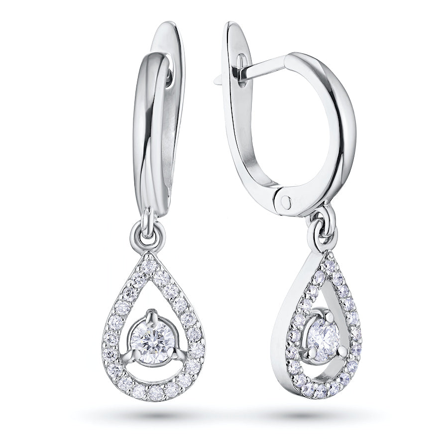 Ohrringe aus 14 Karat Weißgold mit 42 Diamanten im Rundschliff – Luxusschmuck von LevarJewelz