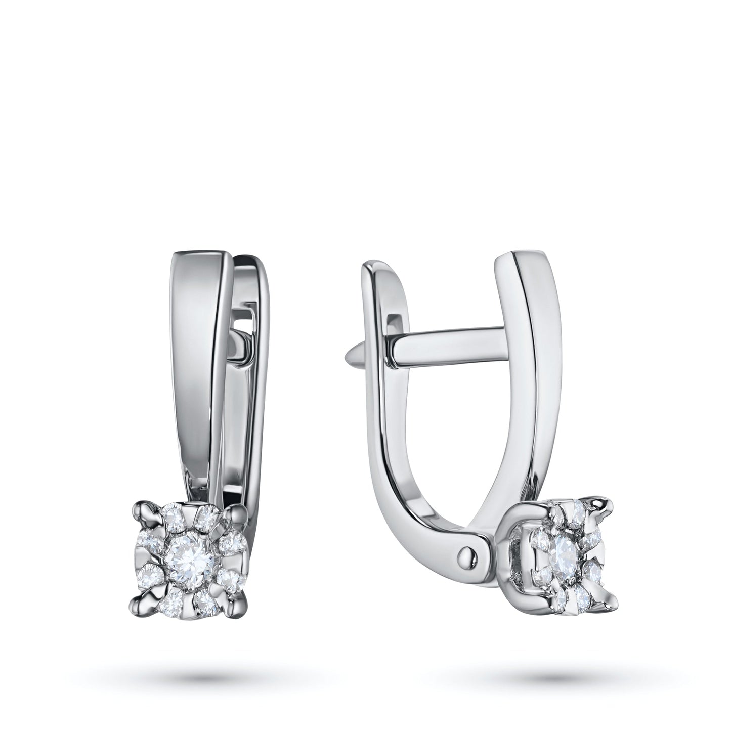 Sterling Silver Earrings with 18 Round-Cut Diamonds – Elegant Luxury Jewelry for Women by LevarJewelz