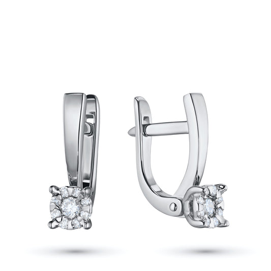 Sterling Silver Earrings with 18 Round-Cut Diamonds – Elegant Luxury Jewelry for Women by LevarJewelz