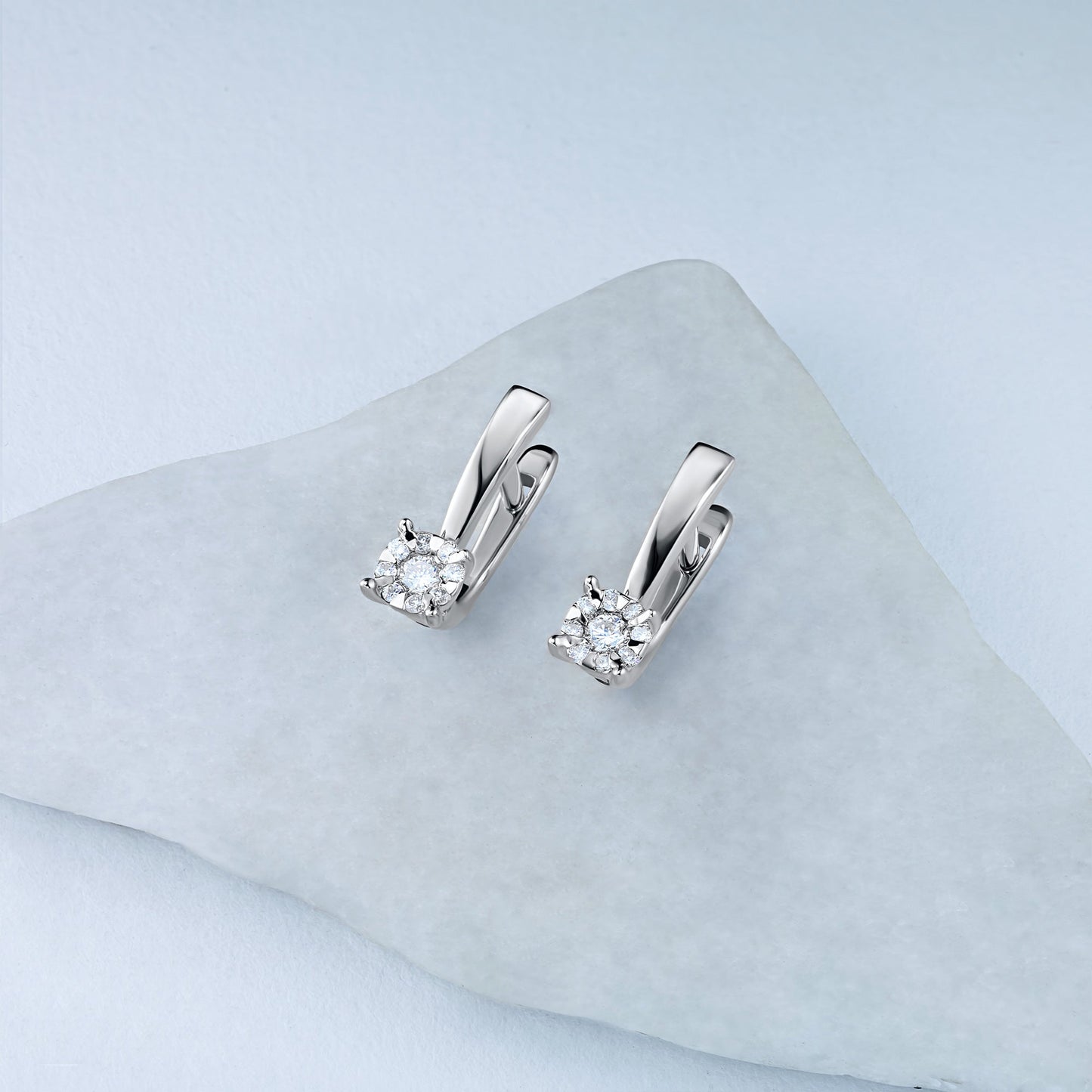 Sterling Silver Earrings with 18 Round-Cut Diamonds – Elegant Luxury Jewelry for Women by LevarJewelz