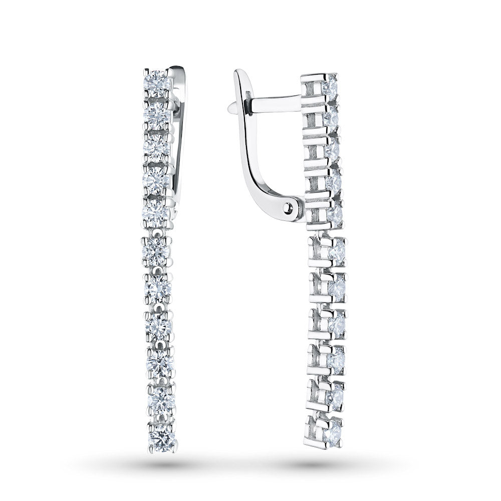 14K White Gold Earrings with 22 Round-Cut Diamonds - Luxury Jewelry by LevarJewelz