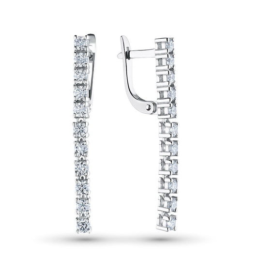 14K White Gold Earrings with 22 Round-Cut Diamonds - Luxury Jewelry by LevarJewelz