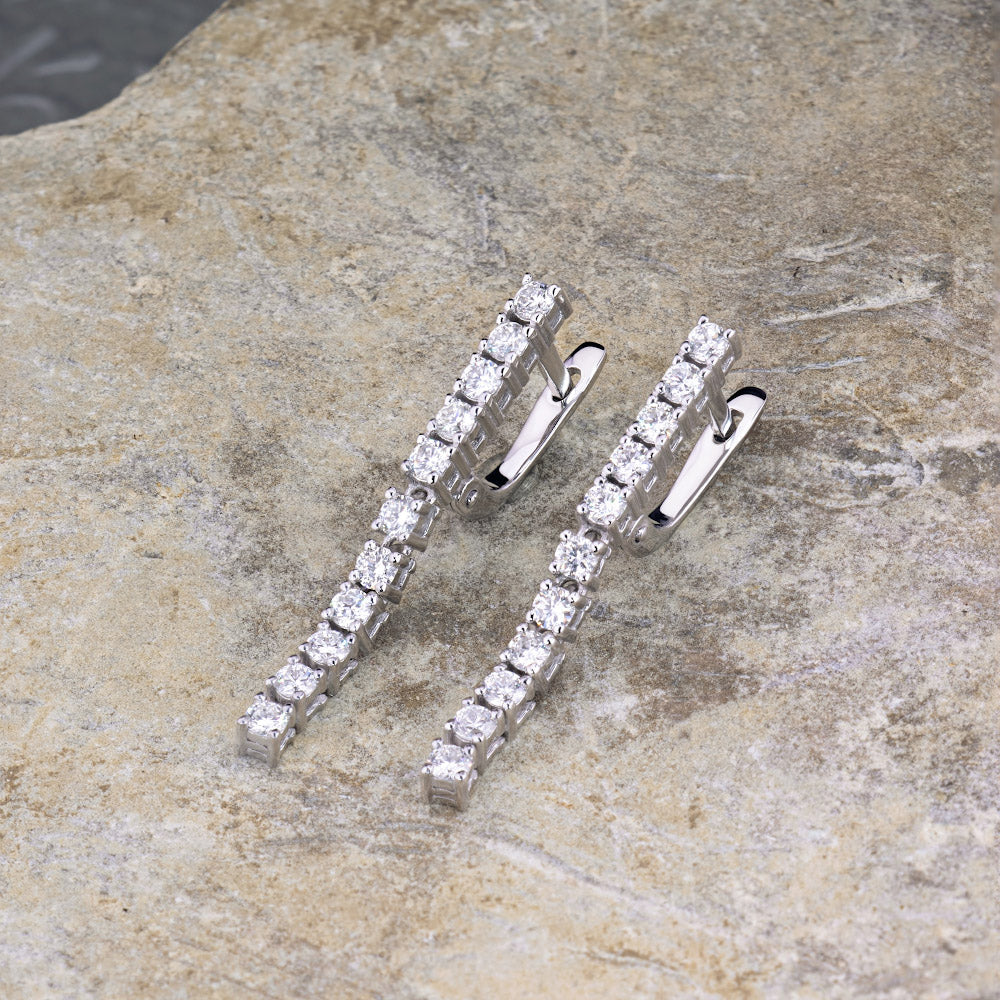 14K White Gold Earrings with 22 Round-Cut Diamonds - Luxury Jewelry by LevarJewelz