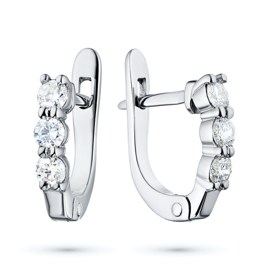 Sterling Silver Earrings with Round-Cut Lab-Created Diamonds - Elegant Jewelry for Women by LevarJewelz