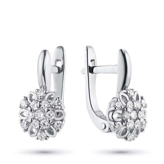 Sterling Silver Earrings with 26 Round-Cut Diamonds - Elegant Jewelry by LevarJewelz