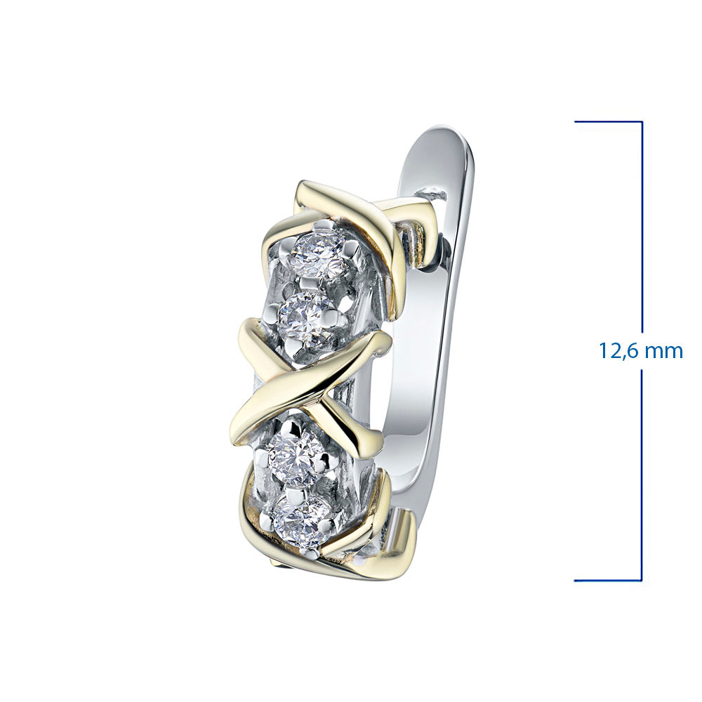 Ohrringe aus 14 Karat Weiß- und Gelbgold mit 8 im Labor hergestellten Diamanten im Rundschliff – Luxusschmuck von LevarJewelz