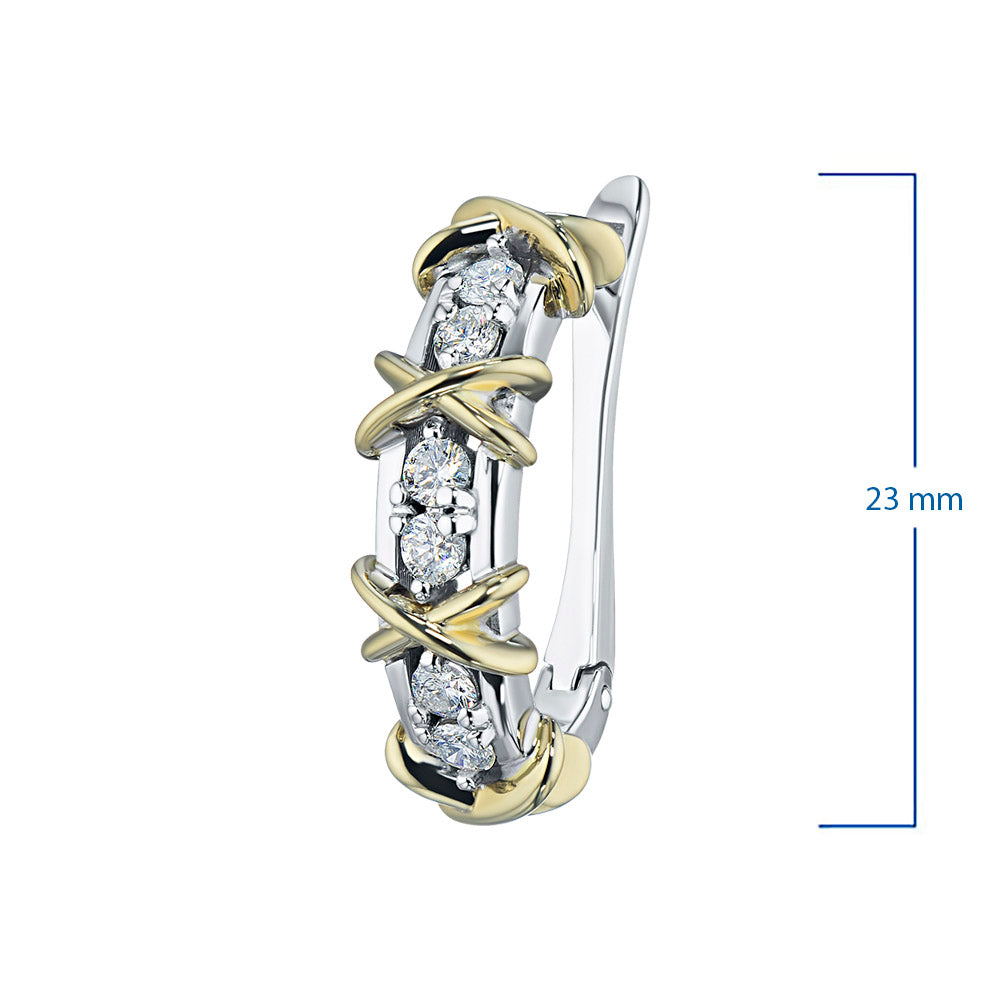 14K White and Yellow Gold Earrings with 12 Round-Cut Diamonds - Luxury Jewelry for Women by LevarJewelz