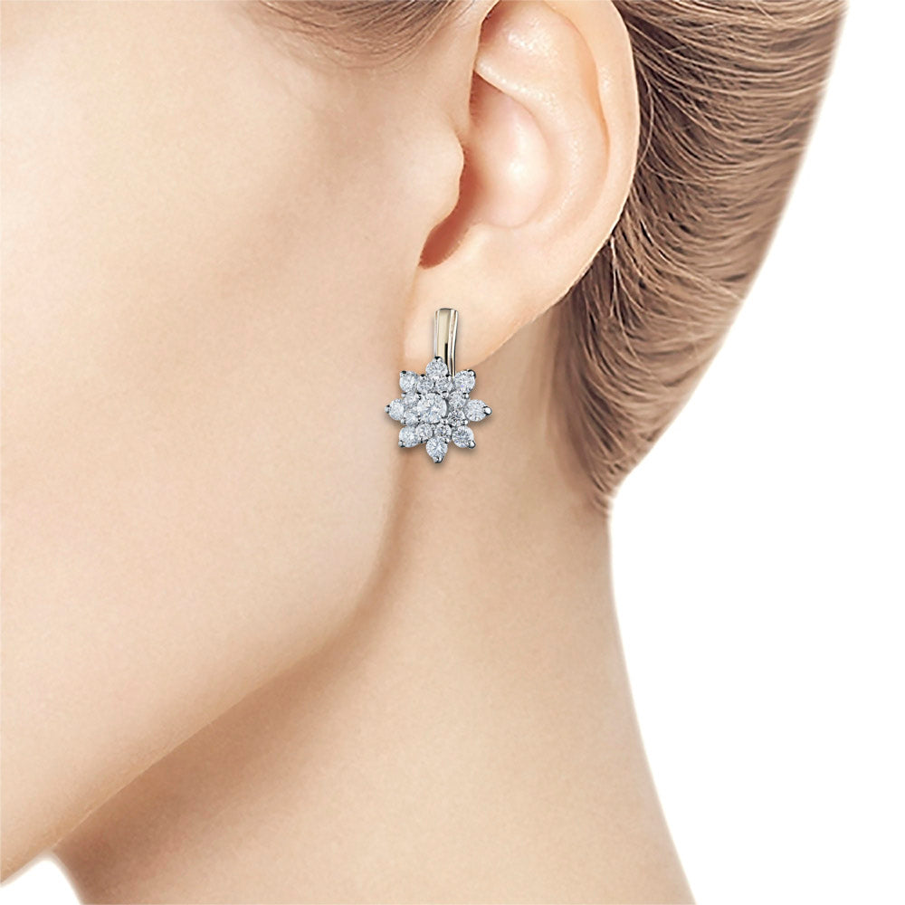 Luxury 14K White and Yellow Gold Earrings with 34 Round-Cut Lab-Created Diamonds - 1.562 CT.TW by LevarJewelz