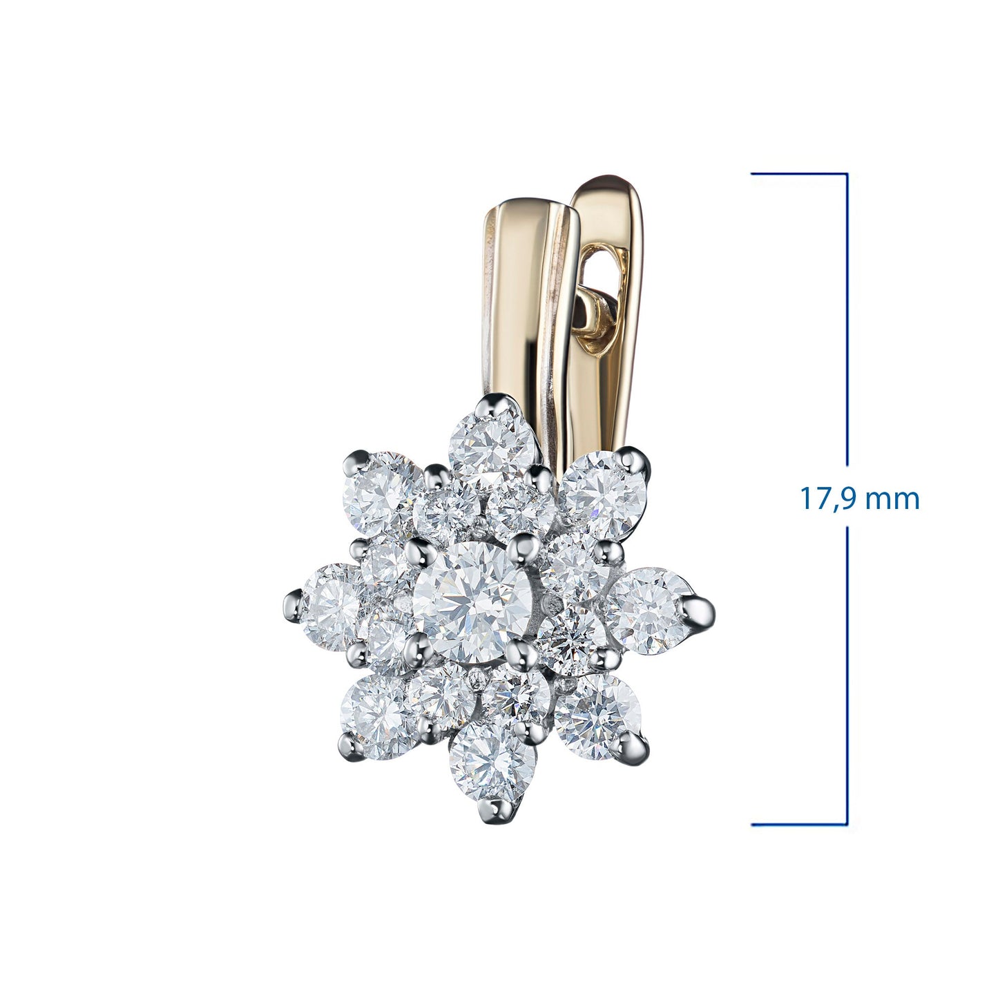 Luxury 14K White and Yellow Gold Earrings with 34 Round-Cut Lab-Created Diamonds - 1.562 CT.TW by LevarJewelz