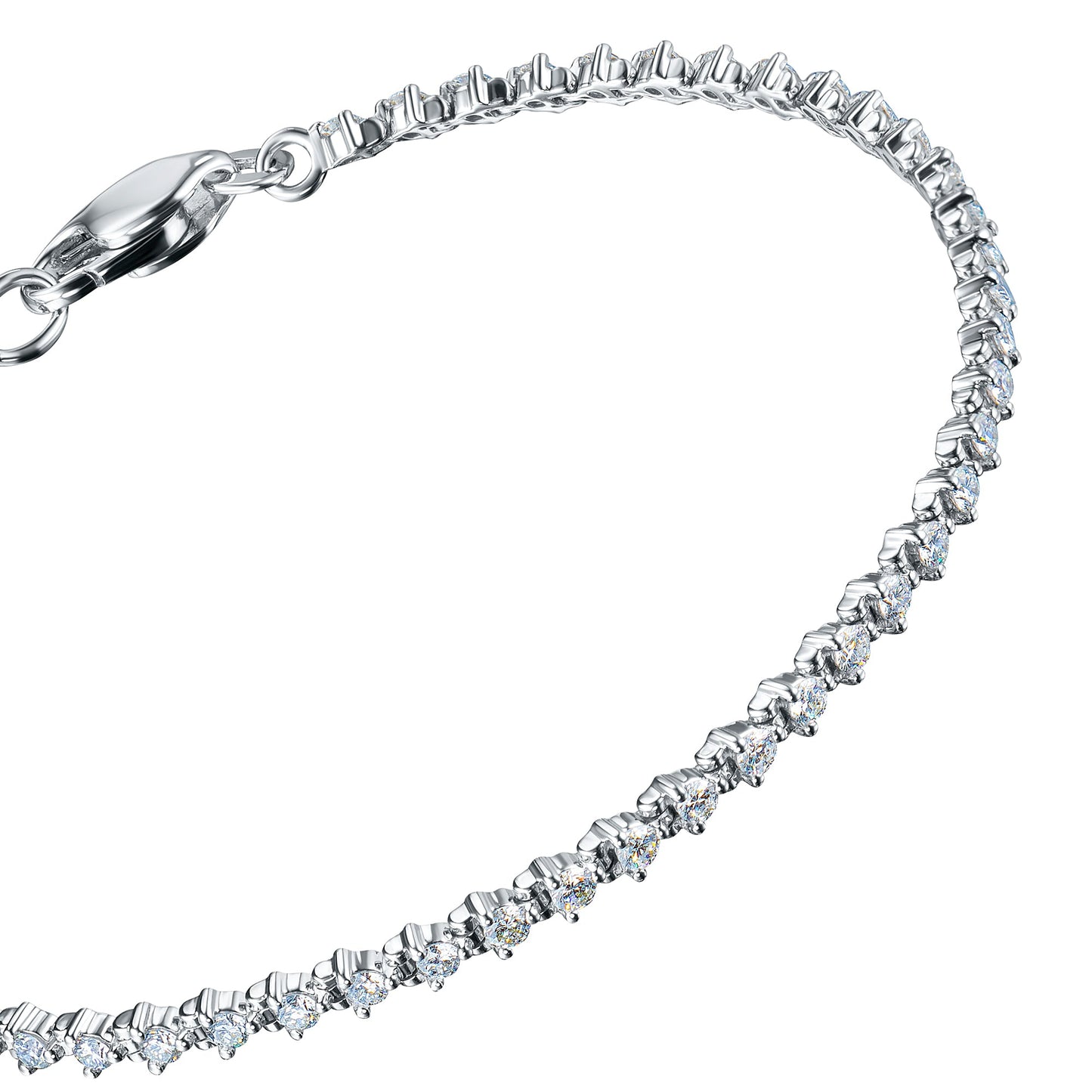 Elegant 14K White Gold Diamond Bracelet with 58 Round-Cut Stones – Luxury Jewelry for Women by LevarJewelz