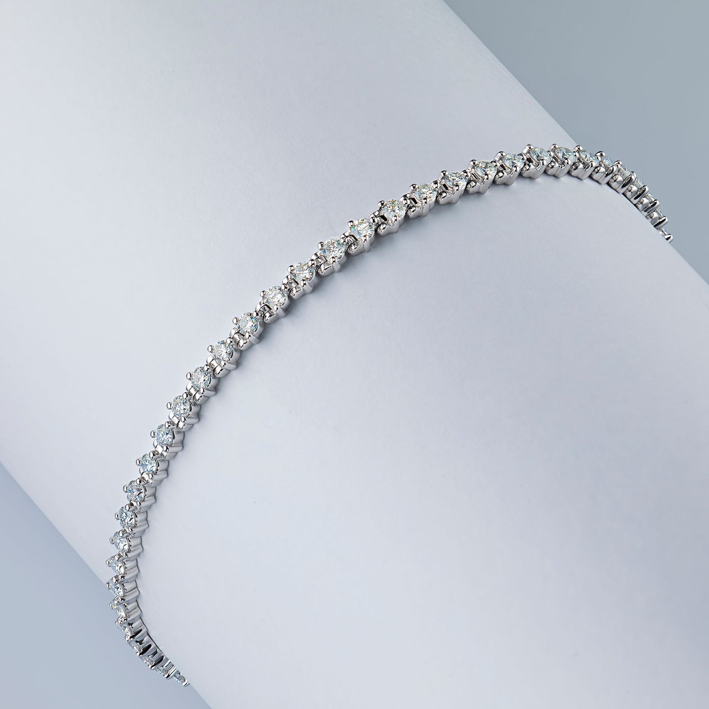Elegant 14K White Gold Diamond Bracelet with 58 Round-Cut Stones – Luxury Jewelry for Women by LevarJewelz