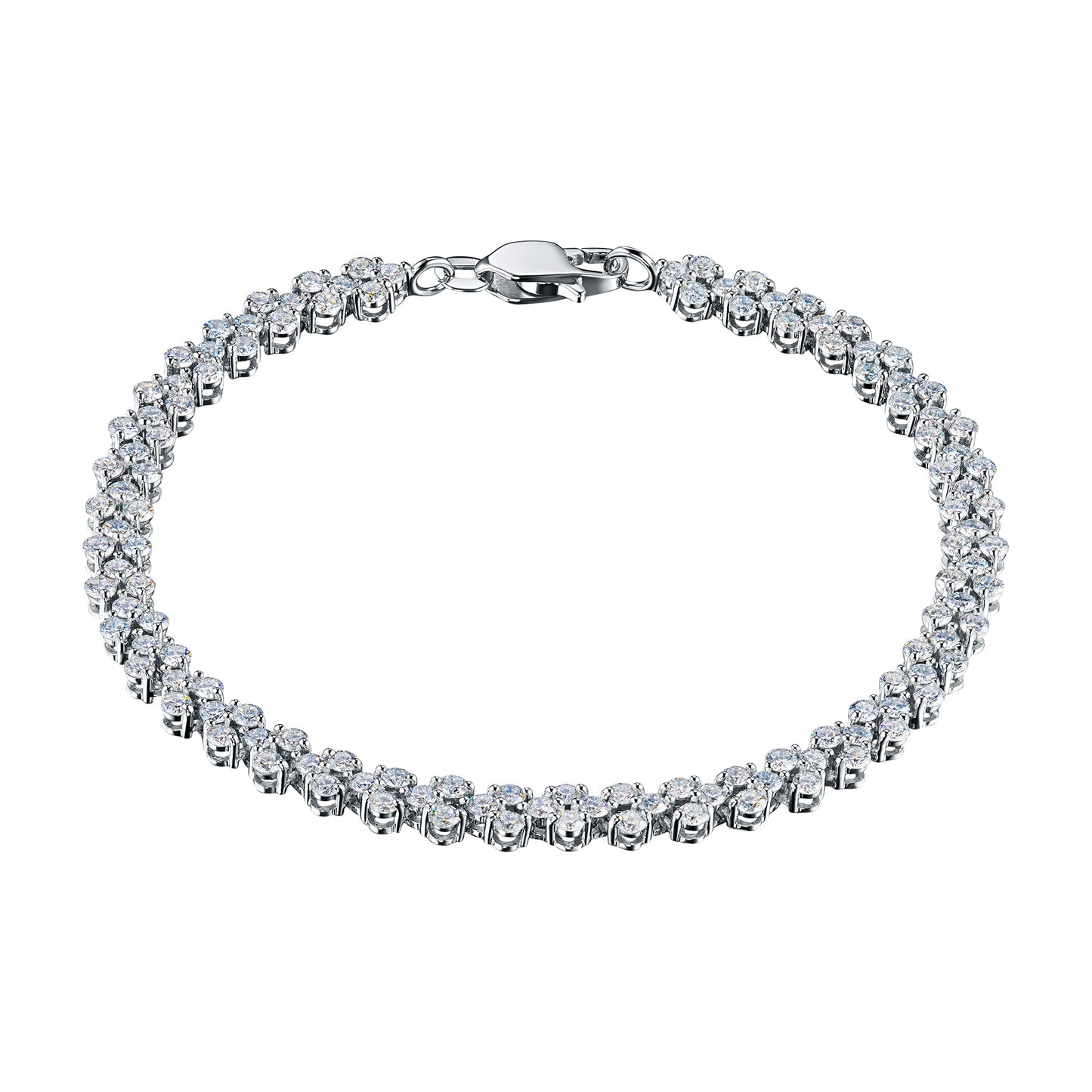 Luxuriöses 14-Karat-Weißgoldarmband mit 124 runden Diamanten – Eleganter Damenschmuck von LevarJewelz