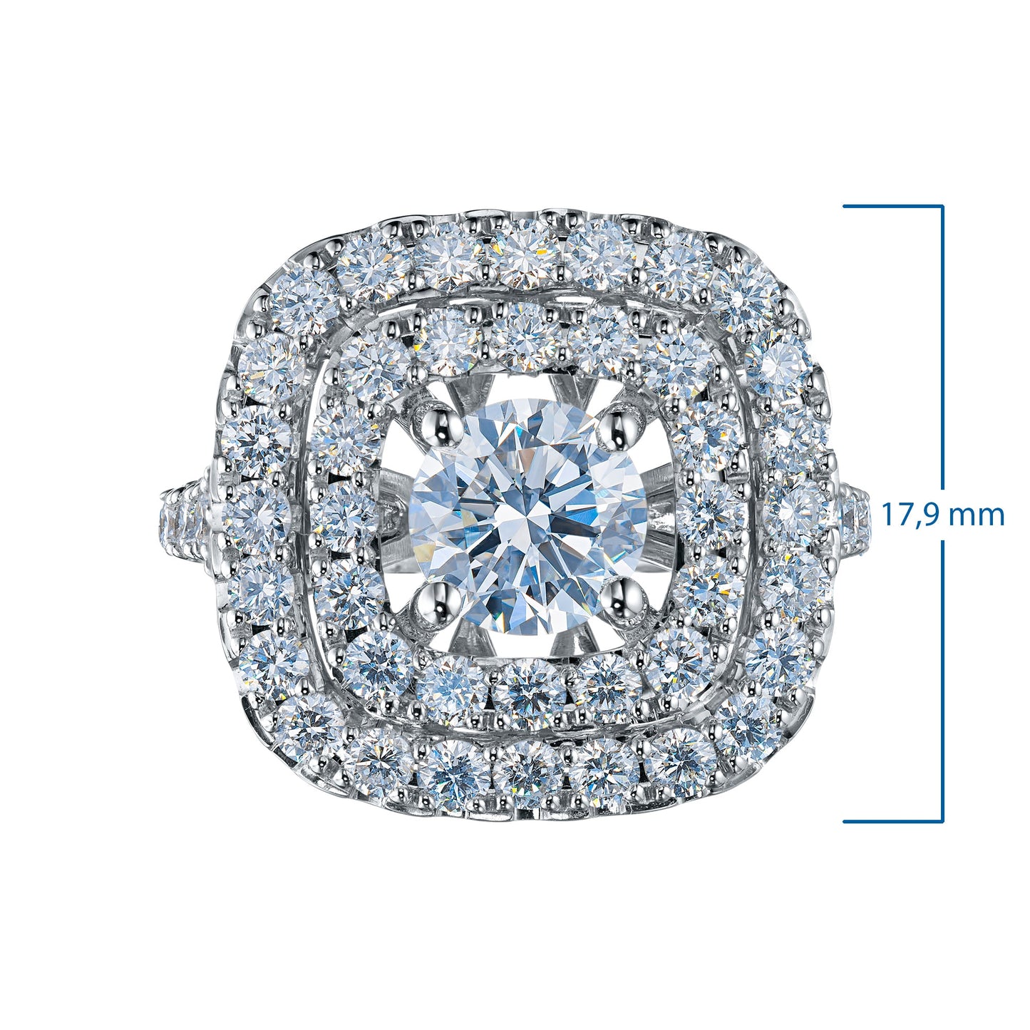 14K White Gold Diamond Ring with 57 Round-Cut Diamonds 3.514 CT.TW | Luxury Jewelry by LevarJewelz