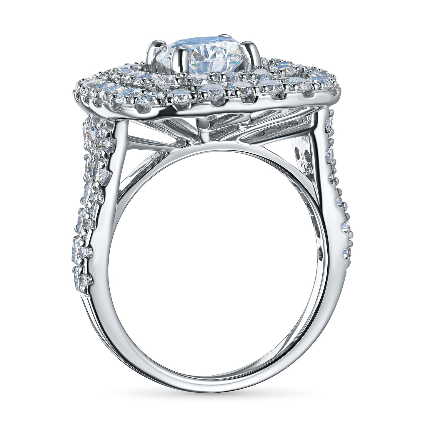 14K White Gold Diamond Ring with 57 Round-Cut Diamonds 3.514 CT.TW | Luxury Jewelry by LevarJewelz