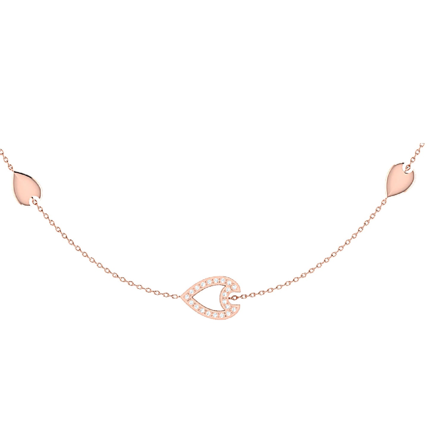 Avani Open Raindrop Layered Diamond Halskette in 14K Rose Gold Vermeil von LevarJewelz - Eleganter Luxusschmuck