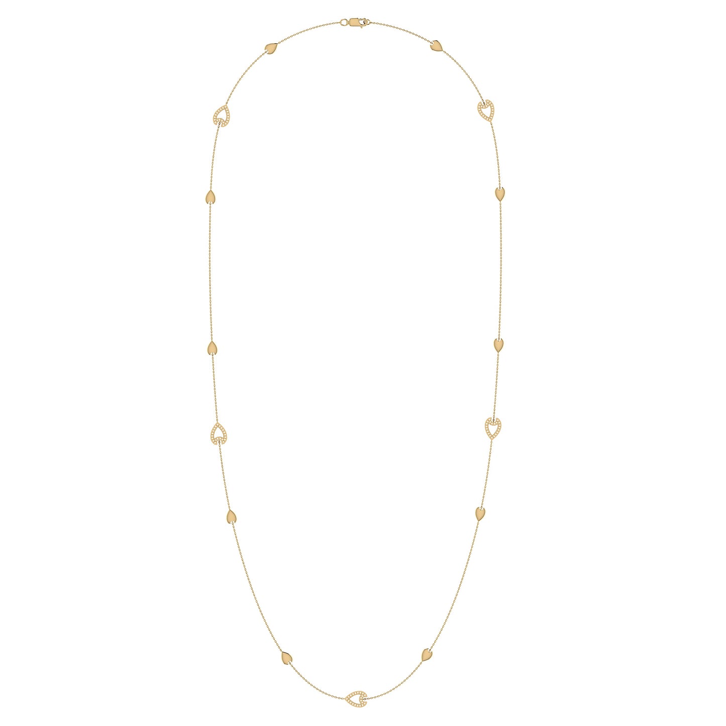 Avani Open Raindrop-Mehrschicht-Diamanthalskette aus 14 Karat Gelbgold – Luxusschmuck von LevarJewelz