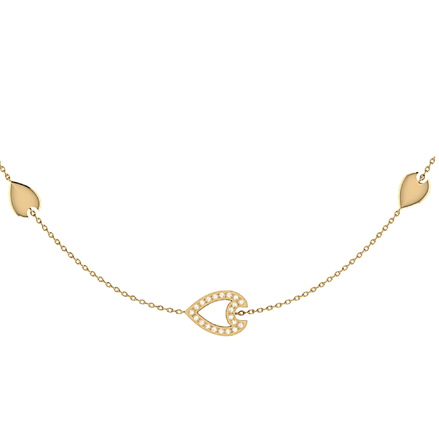 Avani Open Raindrop-Mehrschicht-Diamanthalskette aus 14 Karat Gelbgold – Luxusschmuck von LevarJewelz