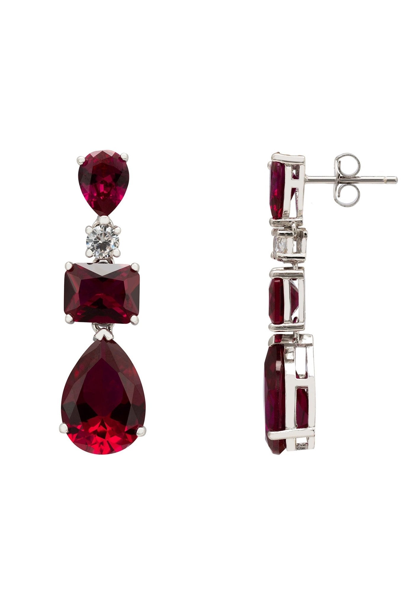 Valentina Silberne Rubin-Tropfenohrringe - Eleganter Statement-Schmuck von LevarJewelz