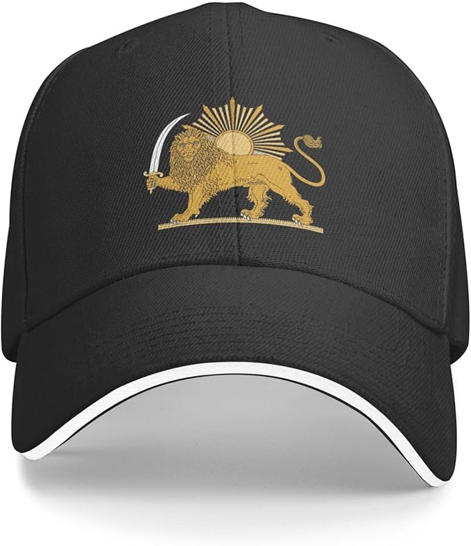 Lion and Sun Persian Heritage Hat – Unisex Iran Symbol Cap for Men and Women by LevarJewelz