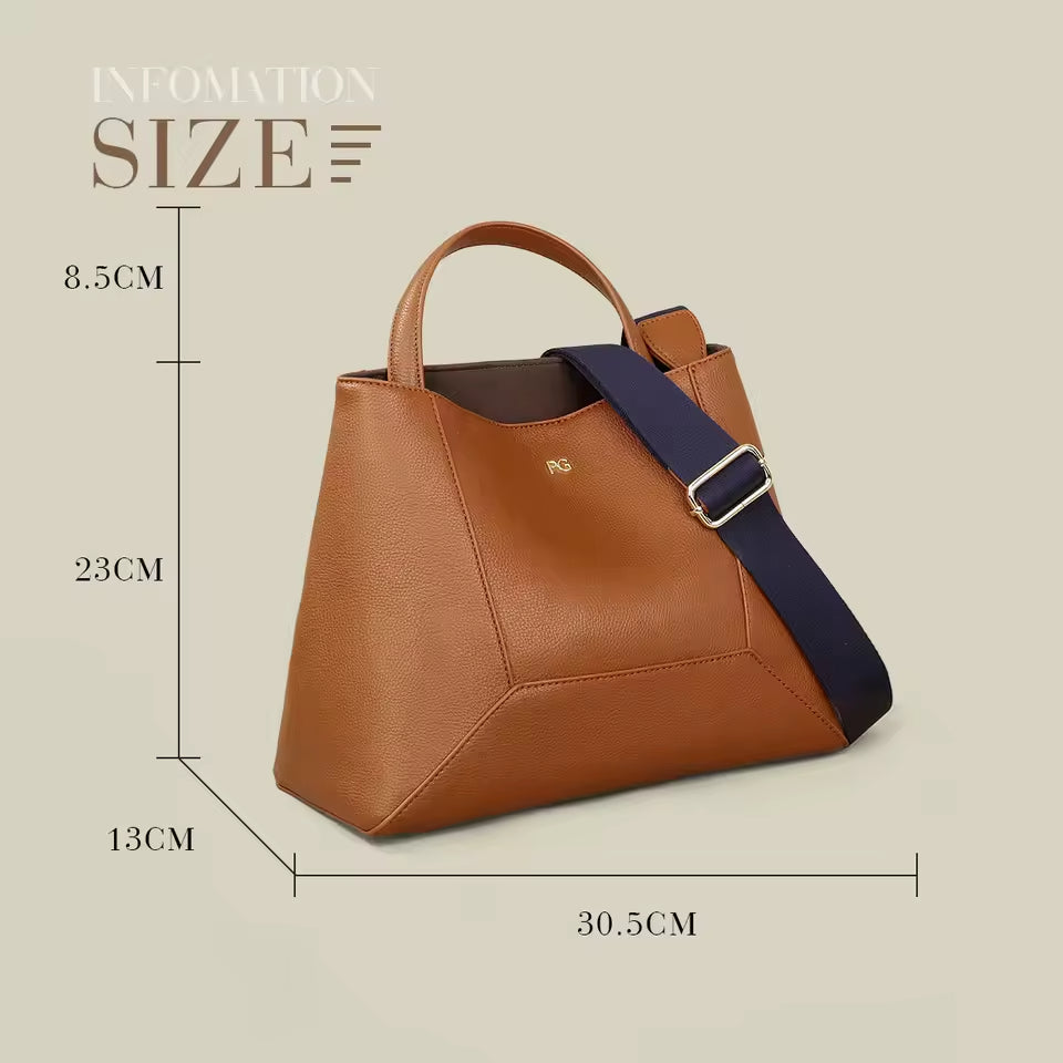 Echte leren draagtas voor dames – Geometrische schoudertas voor werk, winkelen en dagelijks gebruik | LevarJewelz