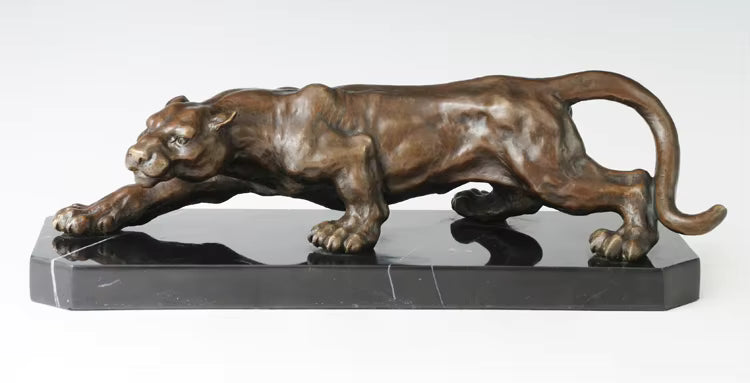 Bronzeskulptur Gepard Leopard – Echte Bronze Tierstatue für Heim- und Büroschreibtischdekoration