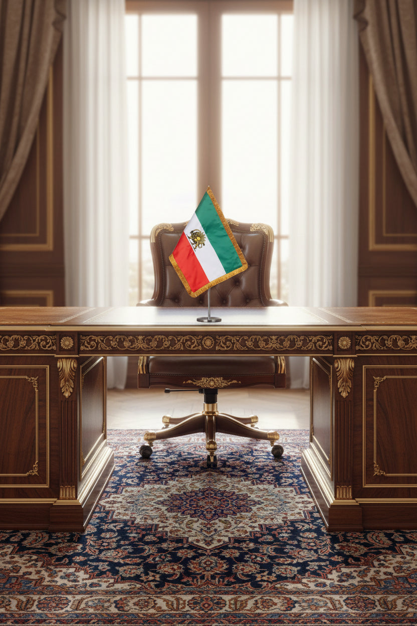 Flag with gold fringe on a white background