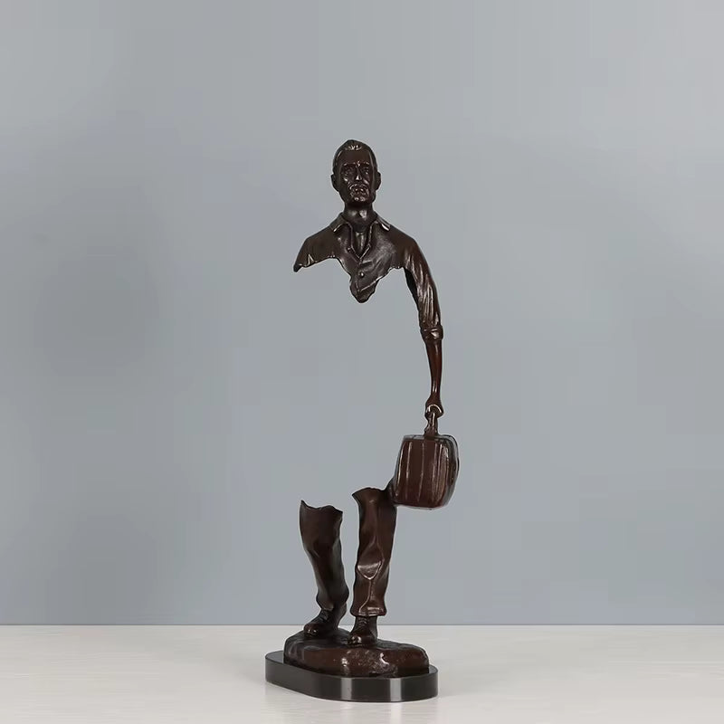 Reisender-Mann-Statue aus Bronze – Abstrakte Skulptur eines fehlenden Mannes für Zuhause, Büro, Dekoration