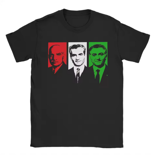 Pahlavi Kings of Iran Graphic T Shirt Reza Shah I Mohammadreza Shah Reza Shah II Short Sleeve