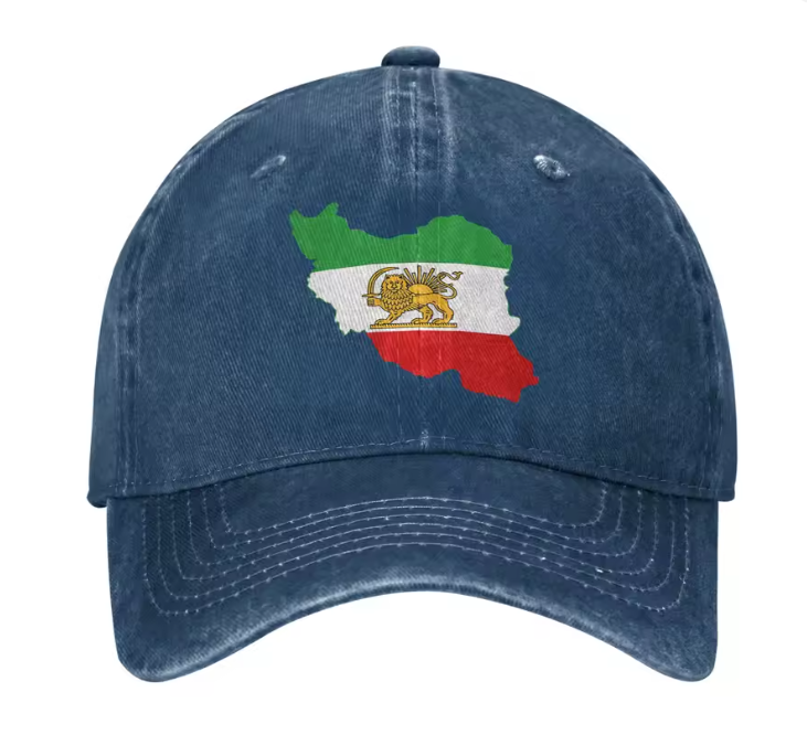Adjustable Cotton Baseball Cap with Iran Map and Lion & Sun Emblem – Unisex Persian Streetwear Hat | LevarJewelz