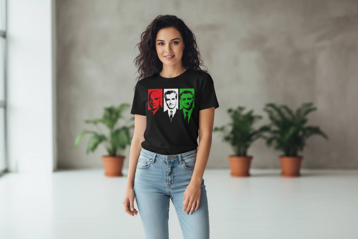 Woman wearing a black t-shirt with graphic design in a room with plants