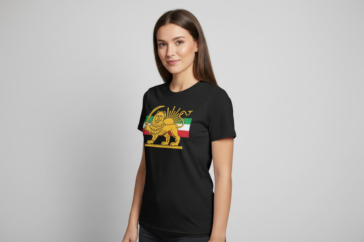 Persian Lion and Sun Flag T-Shirt – Short Sleeve Unisex Tee for Men & Women