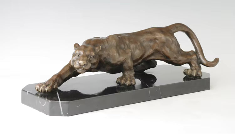 Bronzeskulptur Gepard Leopard – Echte Bronze Tierstatue für Heim- und Büroschreibtischdekoration