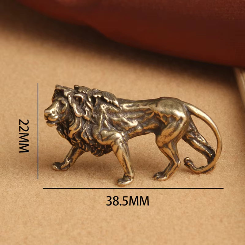 Majestic Pure Brass Lion Figurine Desk Ornament – Vintage Mini Lion Statue Home Décor Sculpture | LevarJewelz