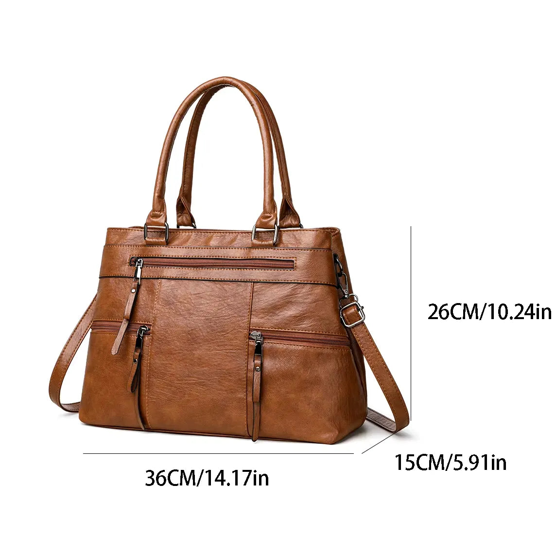 Dames handtas van veganistisch leer – Grote casual tote bag, schouder- en crossbodytas voor dagelijks gebruik van LevarJewelz