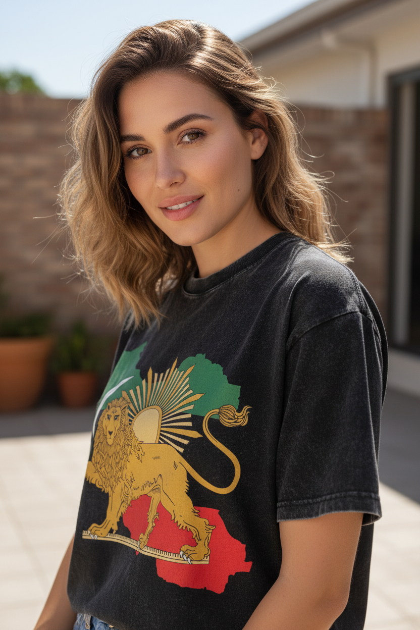 Vintage Iranian Emblem Graphic T-Shirt – Cultural Heritage Streetwear by LevarJewelz